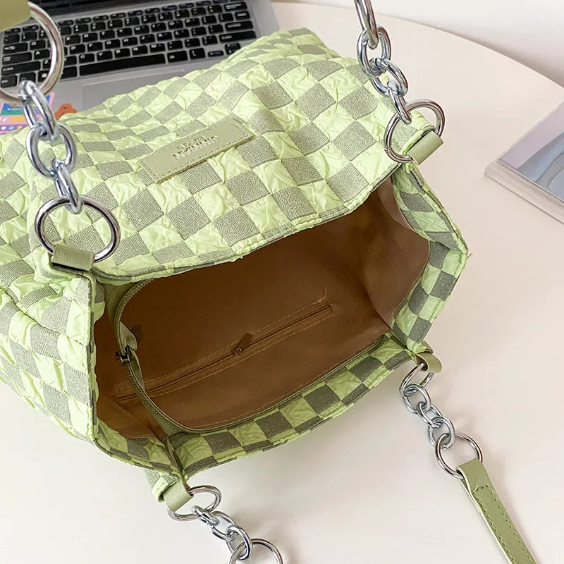 Plaid Shoulder Bags for Women Vintage Large Capacity Totes