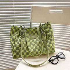 Plaid Shoulder Bags for Women Vintage Large Capacity Totes