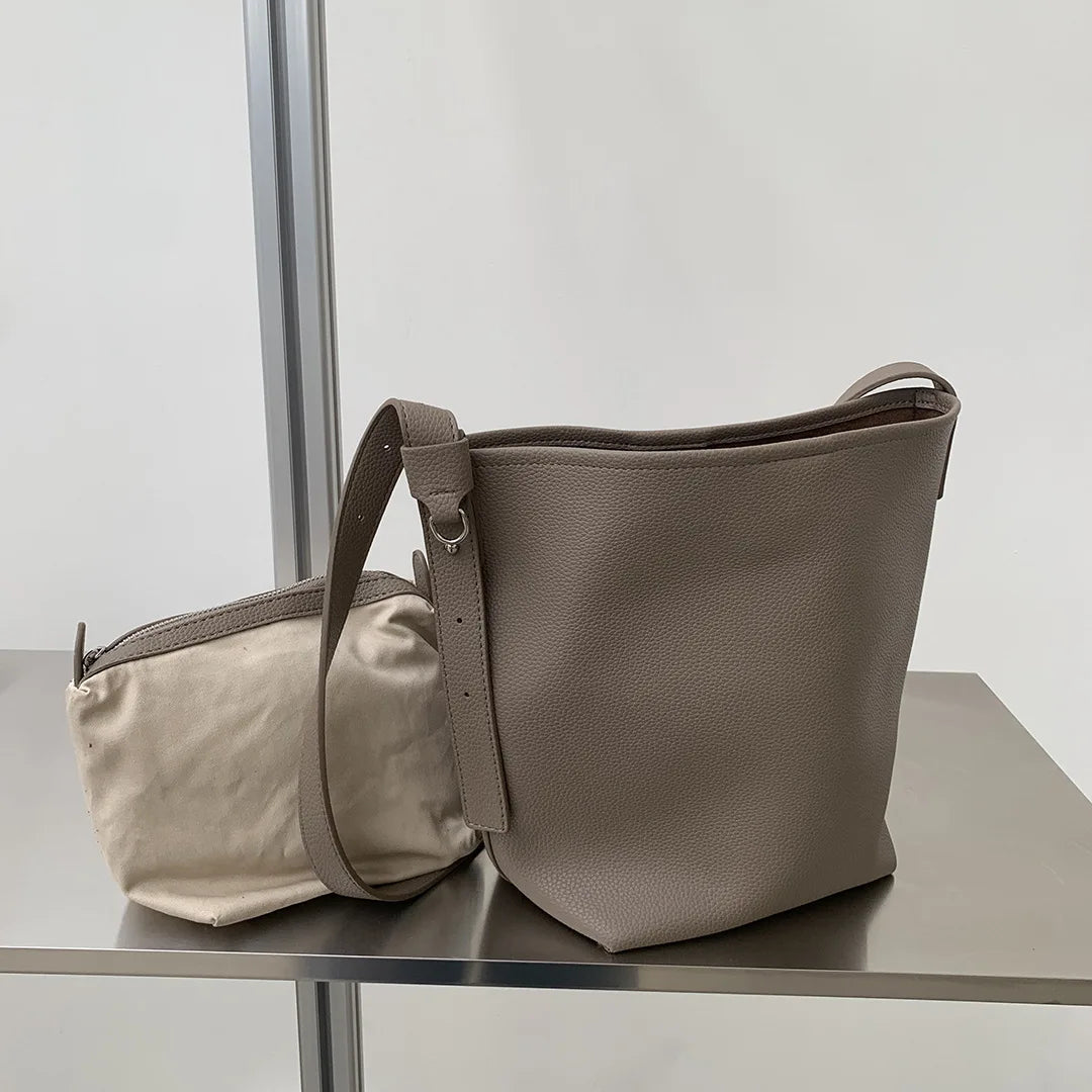 Arrival Women's Bucket Bag High Capacity PU Leather Shoulder Pack