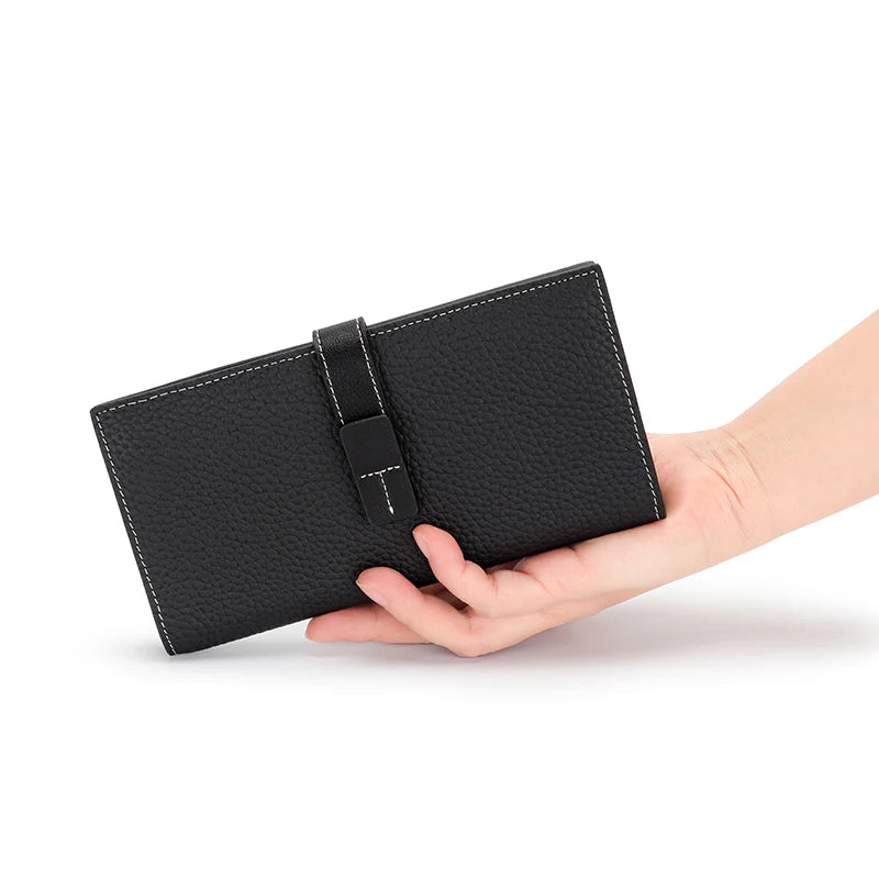 European American Style Leather Women Wallet Long Zipper Purses