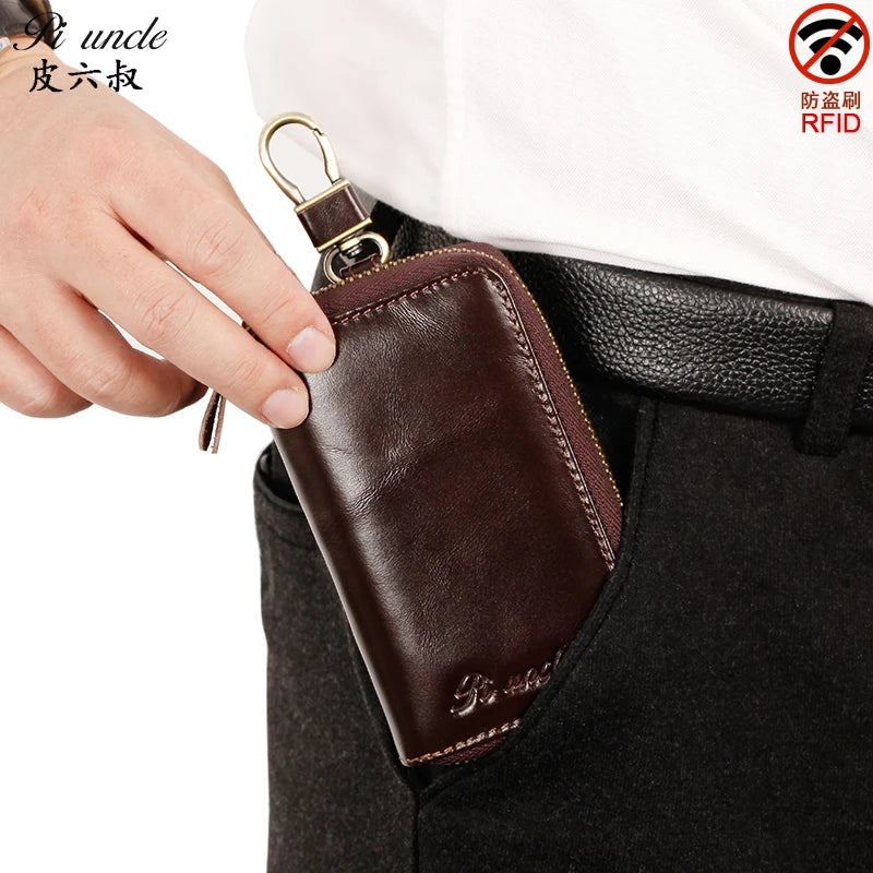 Vintage Style Leather Key Holders for Men Multi-function Key Wallet