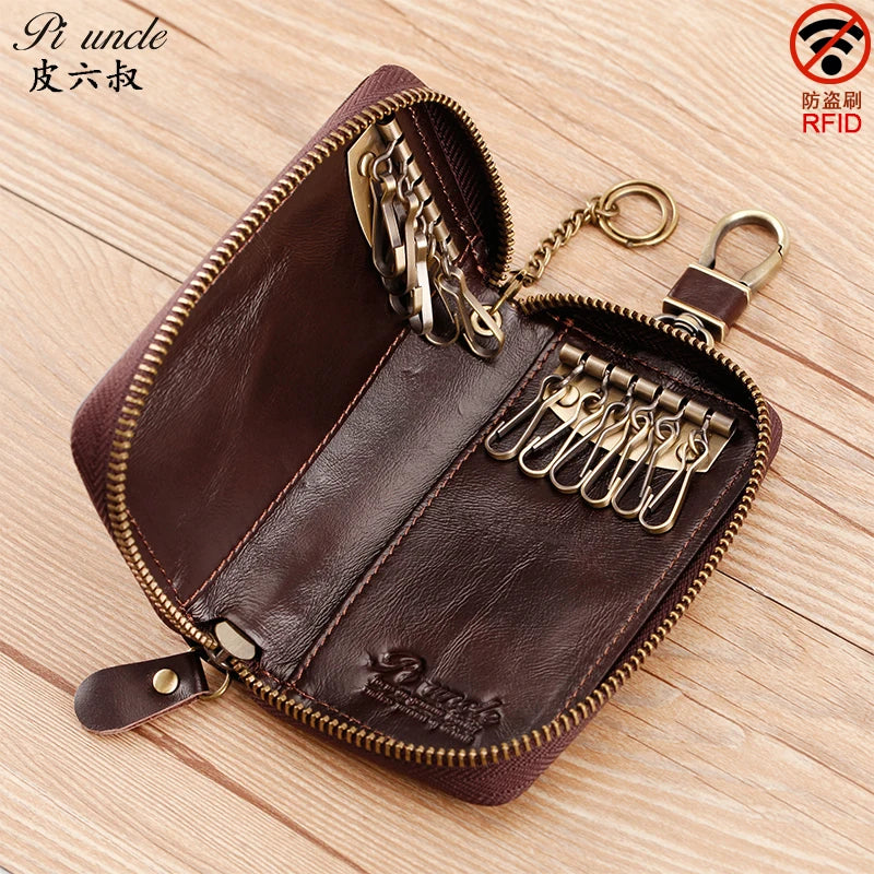 Vintage Style Leather Key Holders for Men Multi-function Key Wallet