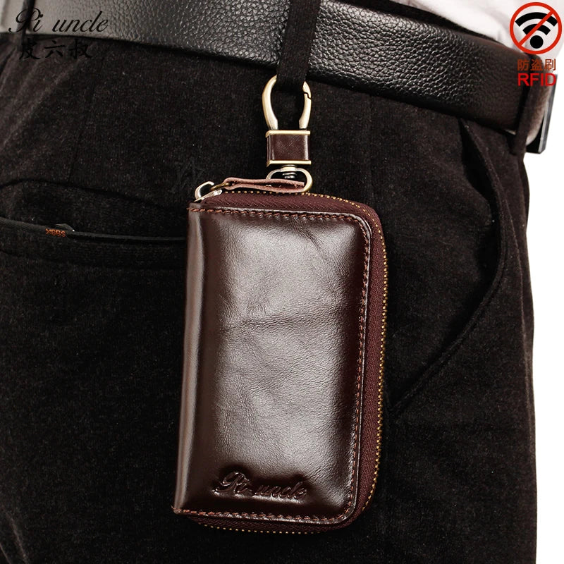 Vintage Style Leather Key Holders for Men Multi-function Key Wallet