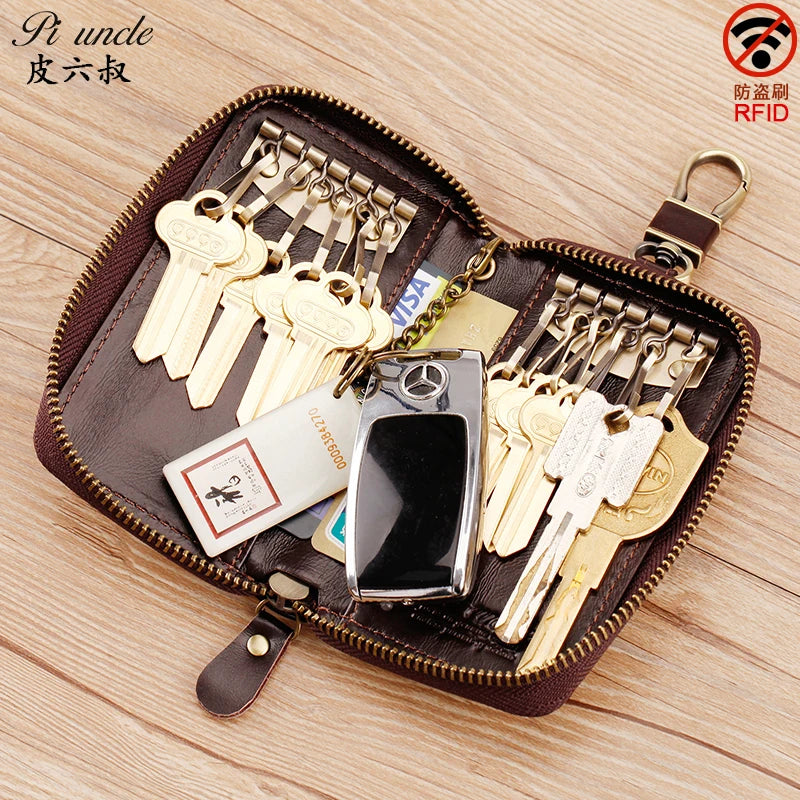 Vintage Style Leather Key Holders for Men Multi-function Key Wallet