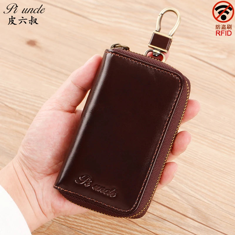 Vintage Style Leather Key Holders for Men Multi-function Key Wallet