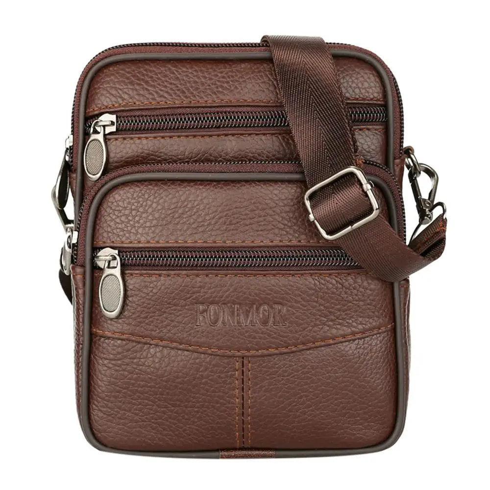 Leather Wax Cowhide Shoulder Bag For Men Crossbody Chest Pack