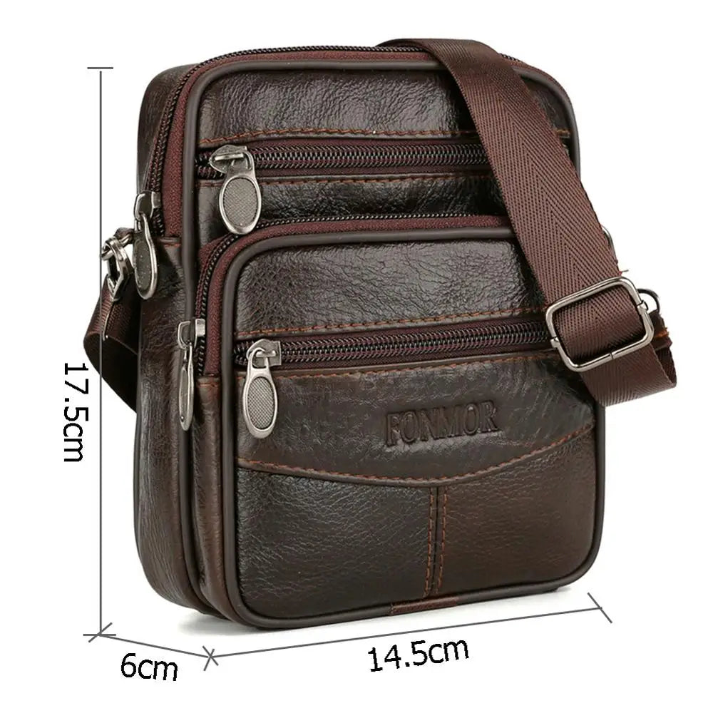Leather Wax Cowhide Shoulder Bag For Men Crossbody Chest Pack