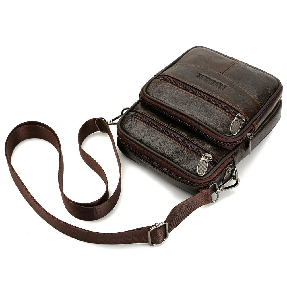 Leather Wax Cowhide Shoulder Bag For Men Crossbody Chest Pack