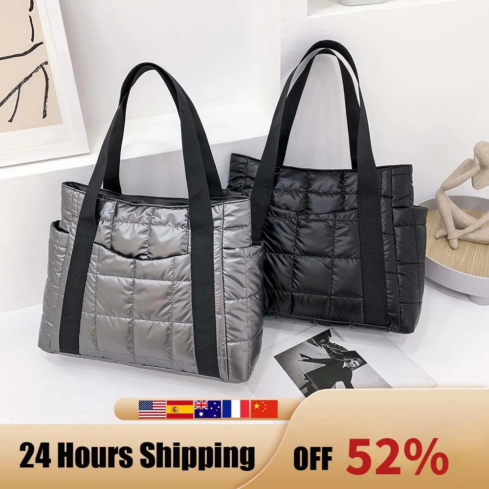 Nylon Women Handbags Quilted Shoulder Bags Large Capacity Tote