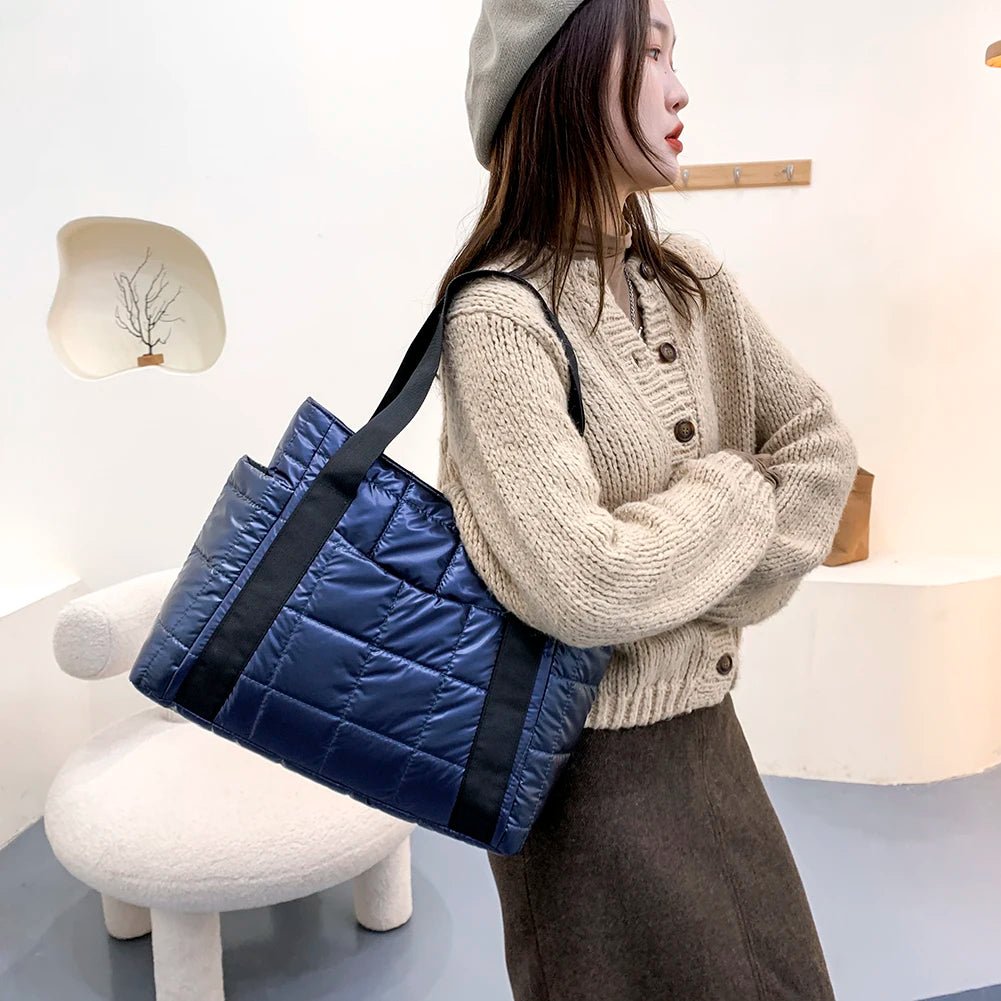 Nylon Women Handbags Quilted Shoulder Bags Large Capacity Tote