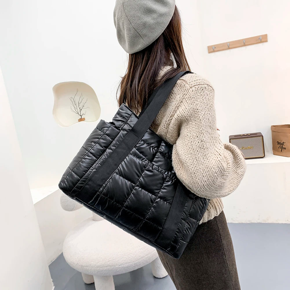 Nylon Women Handbags Quilted Shoulder Bags Large Capacity Tote