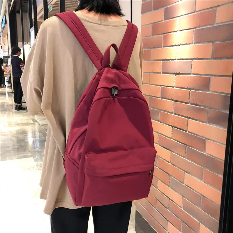 Solid Women Backpack Shoulder Bag School Bag For Teenage Girl