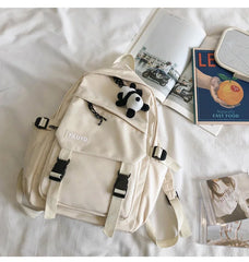 Panda Badges Backpack Women School Bag Teenage Shoulder Bag
