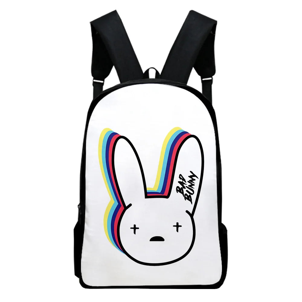 Bad Bunny Backpack Middle School Large Capacity Zipper Laptop P