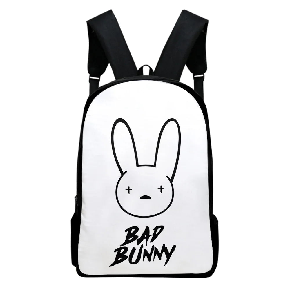 Bad Bunny Backpack Middle School Large Capacity Zipper Laptop P