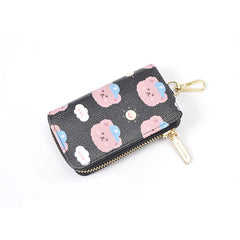 Bear Print Women Key Holder Wallet Chain PU Leather Organizer Case