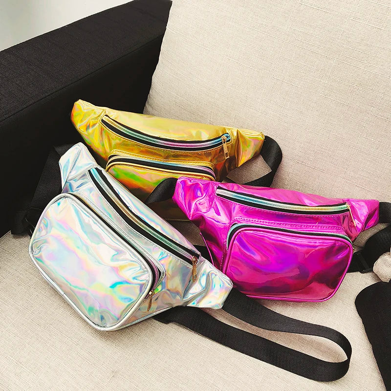 Holographic Glitter Fanny Pack Crossbody Belt Bag Phone Purse