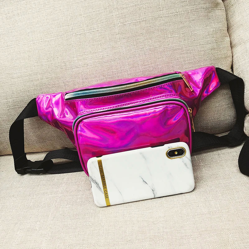 Holographic Glitter Fanny Pack Crossbody Belt Bag Phone Purse