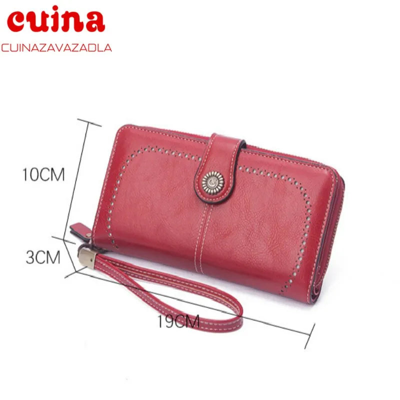 Women Clutch Leather Wallet Long Zipper Purse For Iphone
