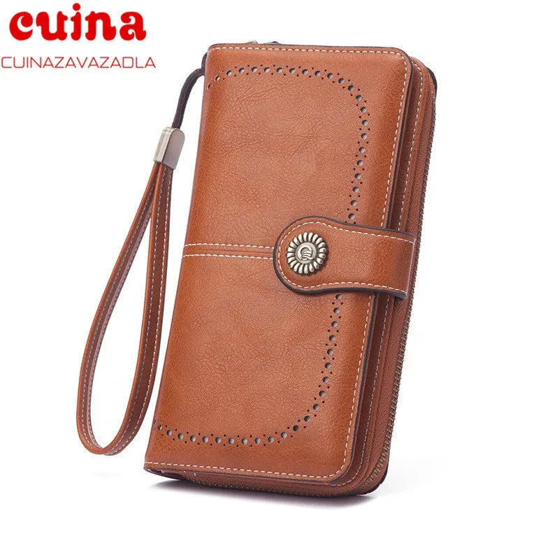 Women Clutch Leather Wallet Long Zipper Purse For Iphone