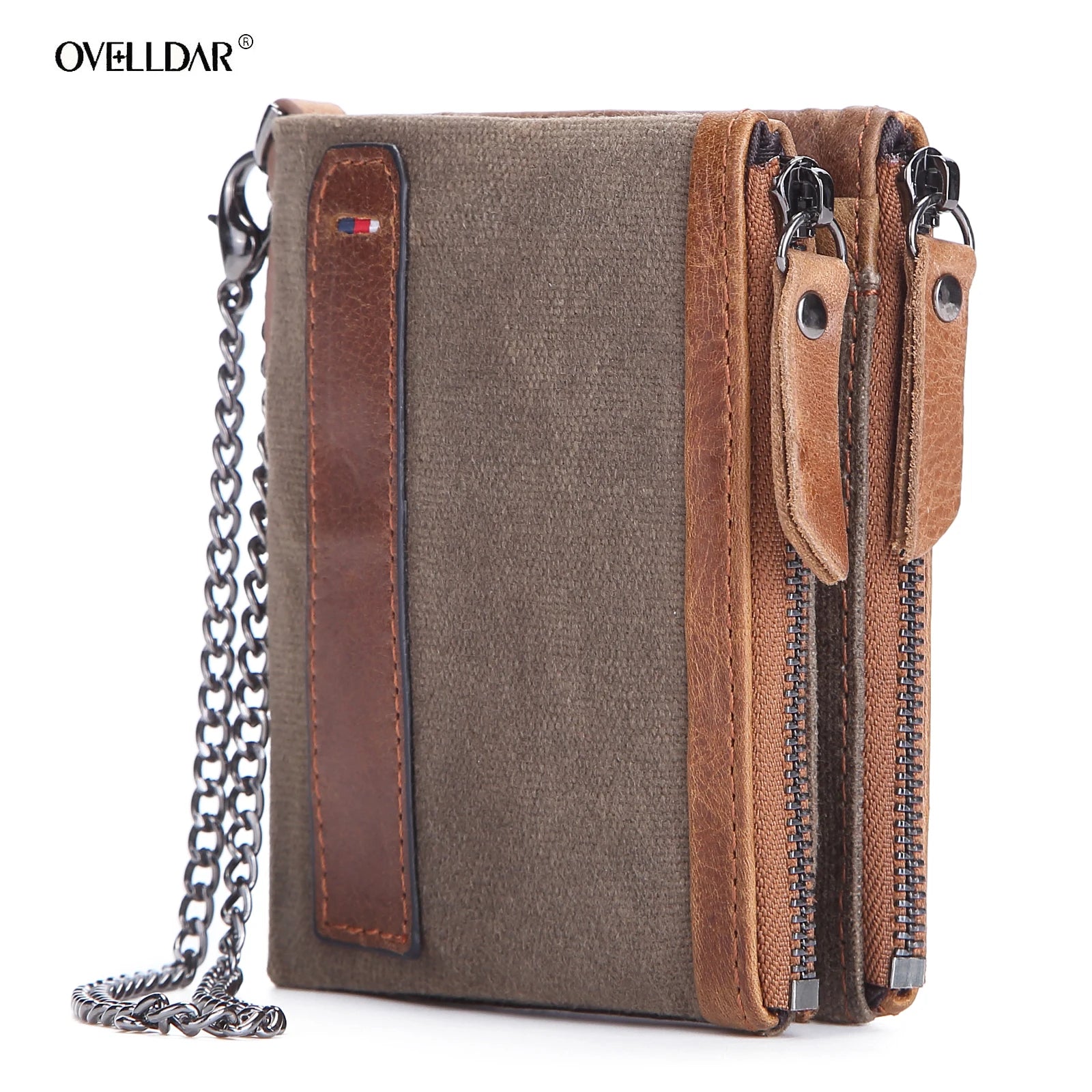 RFID Vintage Men Wallet Short Leather Zipper Casual Wallet Male Purse