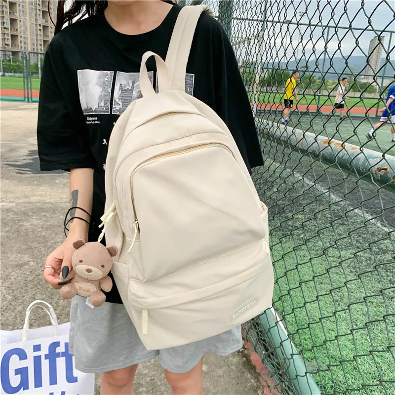 Candy Double Zipper Women Backpack Waterproof Nylon School Bag