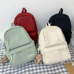 Candy Double Zipper Women Backpack Waterproof Nylon School Bag