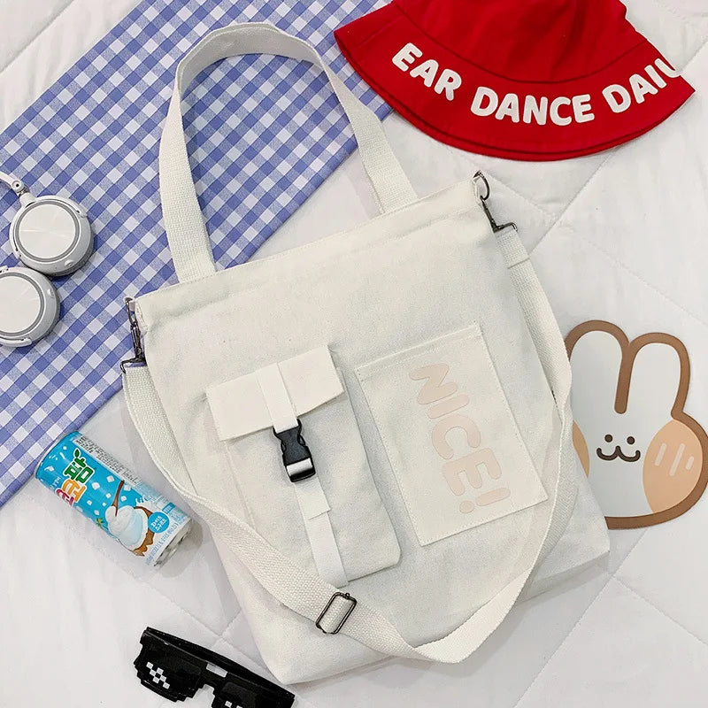 Large Capacity Canvas Shoulder Bag Casual Messenger Handbag Student Class