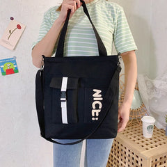 Large Capacity Canvas Shoulder Bag Casual Messenger Handbag Student Class