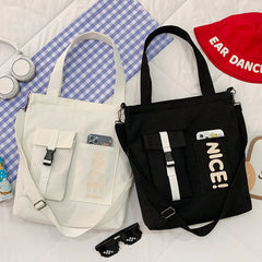 Large Capacity Canvas Shoulder Bag Casual Messenger Handbag Student Class
