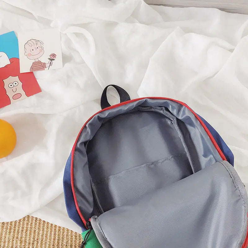 Canvas Kids Backpacks School Bags Splicing Student School Bags for Girls Boy