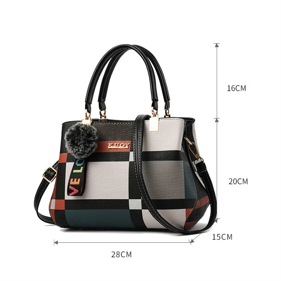 Casual Plaid Shoulder Bag Stitching Wild Messenger Female Totes Crossbody Bags W
