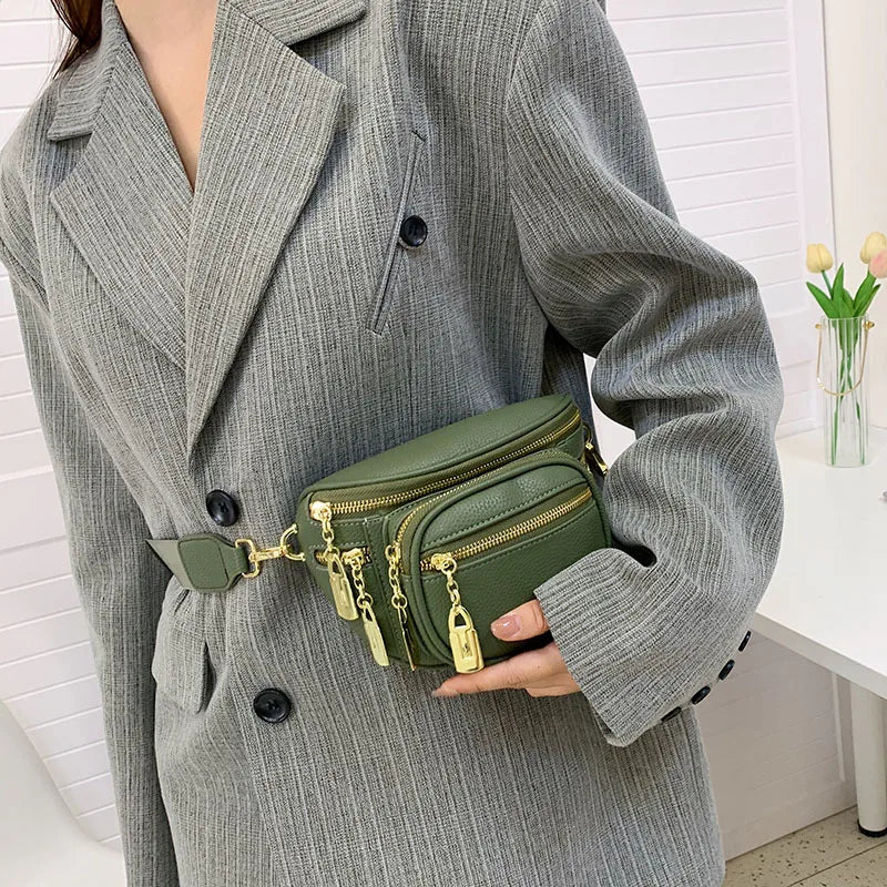 Women Leather Travel Crossbody Chest Bag Waist Fanny Pack