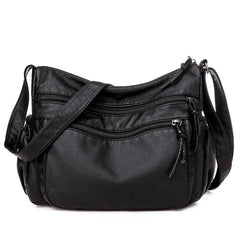 Soft Leather Shoulder Bag Multi-pocket Crossbody Handbag