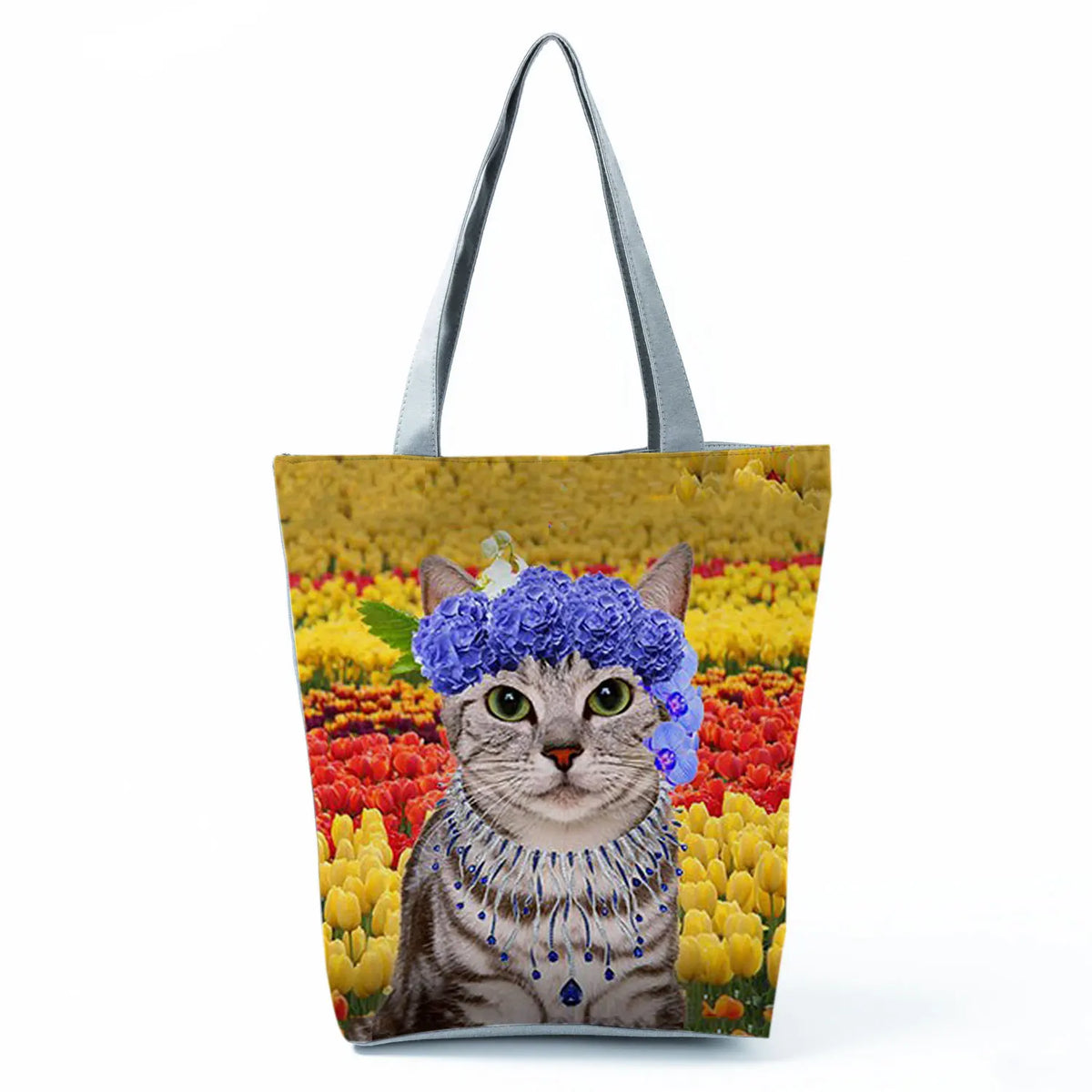 Cat Print Handbag Large Capacity Shoulder Travel Beach Bag