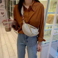 Chain Leather Crossbody Bags Women Small Shoulder Messenger Waist Bag