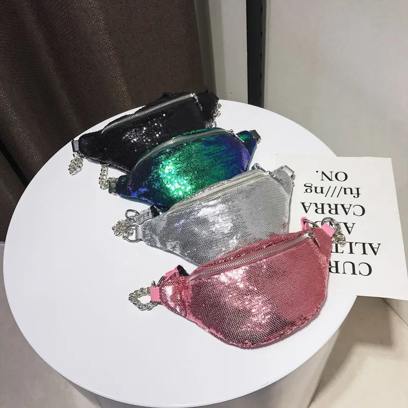 Glitter Bum Belts Bags Waist Packs Women Messenger Sequin Fanny Pack Female Wais