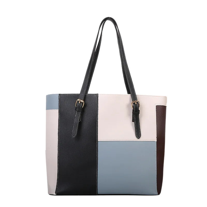 Large-capacity Color-Block Tote Bag for Women