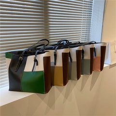 Large-capacity Color-Block Tote Bag for Women