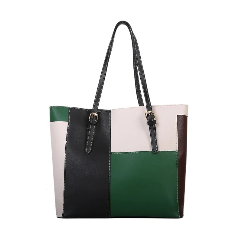 Large-capacity Color-Block Tote Bag for Women