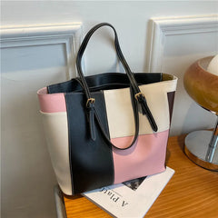 Large-capacity Color-Block Tote Bag for Women