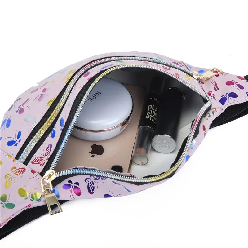 Colorful Waist Bag for Women Style Belt Bag Laser Print Crossbody Female Bag