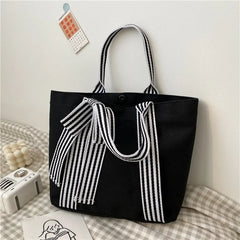 Girls Tote Bags Ladies Canvas Bag All-match Small Fresh Bow Handbags