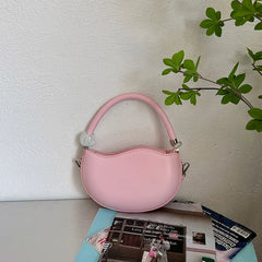 Small Pink Solid Handbag Sweet and Gentle Shoulder Messenger Bag