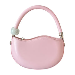 Small Pink Solid Handbag Sweet and Gentle Shoulder Messenger Bag