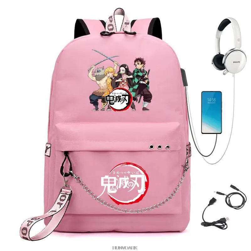 Demon Slayer Backpack Canvas Travel High School Students School Bags