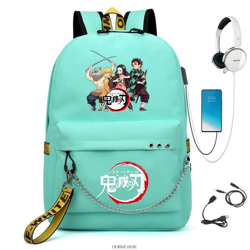 Demon Slayer Backpack Canvas Travel High School Students School Bags