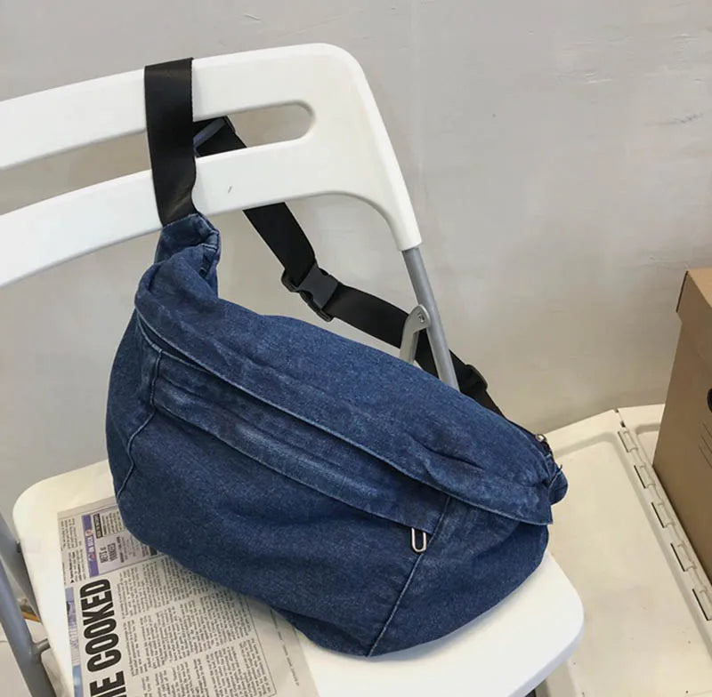 Denim Large Fanny Pack Unisex Waist Bags