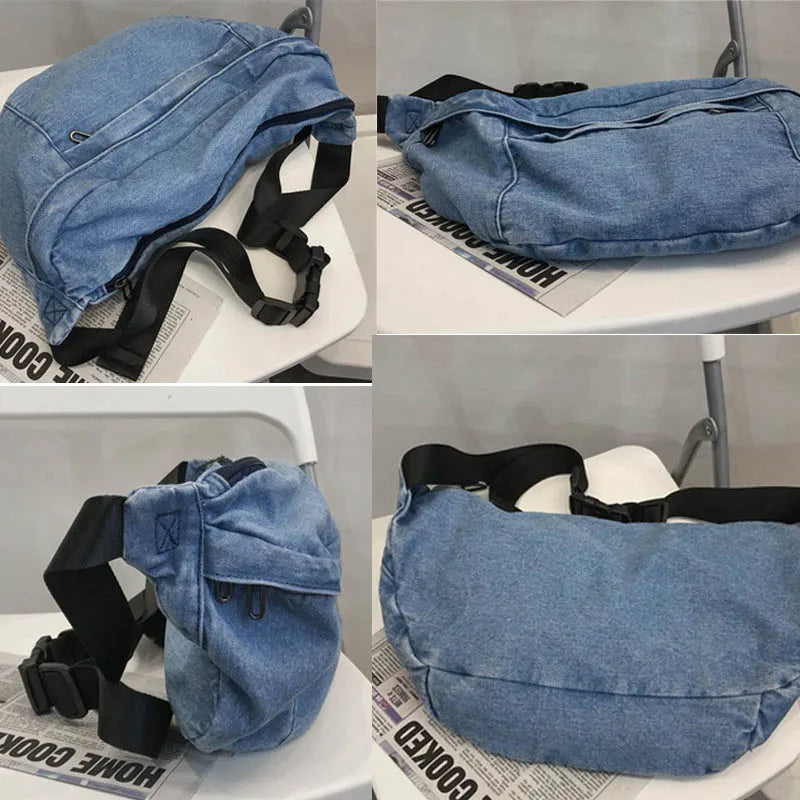 Denim Large Fanny Pack Unisex Waist Bags