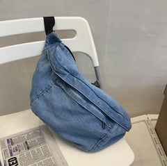 Denim Large Fanny Pack Unisex Waist Bags